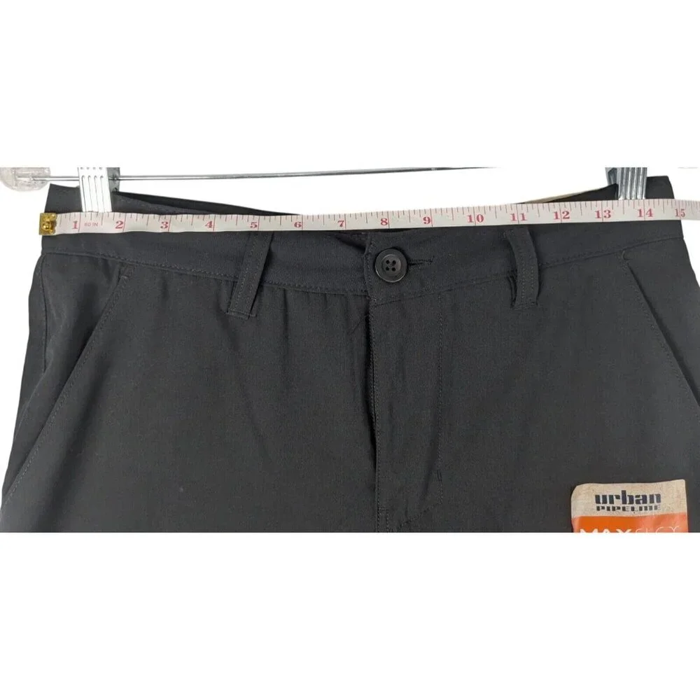 Urban Pipeline Max Flex Shorts 29x12 Black Flat Front Bermuda Chino‎ Tech Pocket